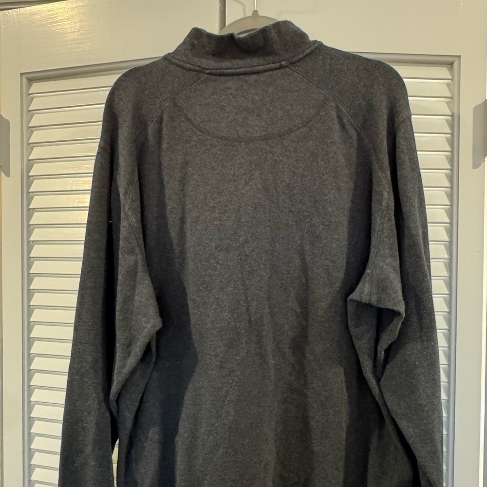 Southern Marsh Dark Gray Zip Up Sweater with chocolate brown accent around zip - Picture 3 of 3